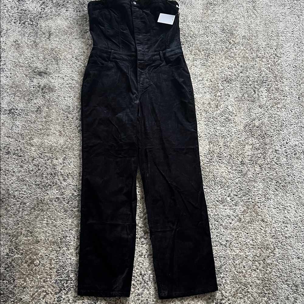 Good American Black Velvet Wide Leg Jumpsuit